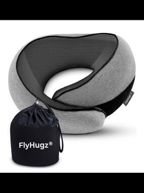 FlyHugz® Neck Travel Pillow | Memory Foam Neck Pillow for Comfort on Airplane |
